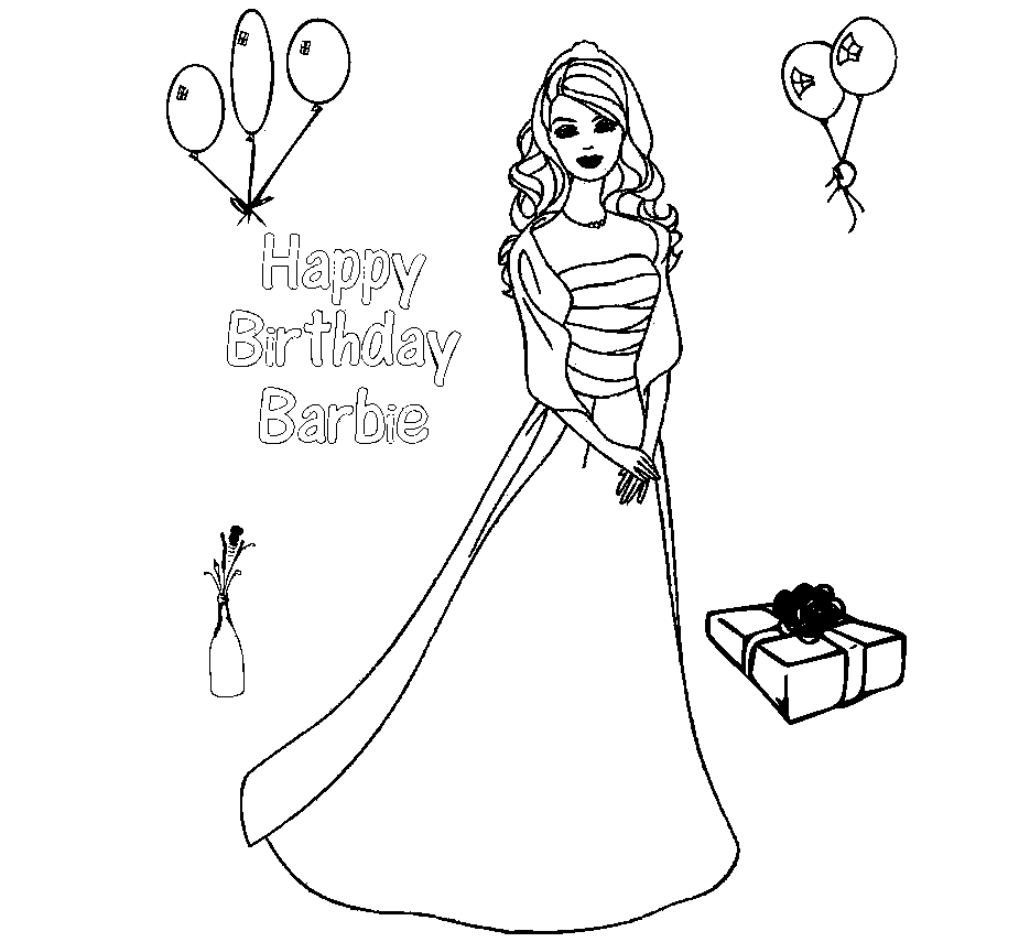 Serene Barbie Drawing Printable Design Nature