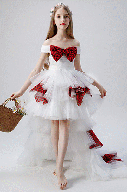 Bow-knot Children Wedding Flower Girl Dress