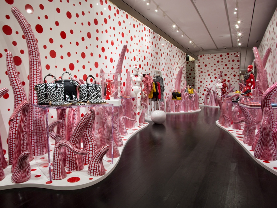 Inside the Louis Vuitton x Yayoi Kusama Pop Up Shop in Soho, NYC