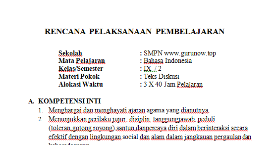 Rpp Bahasa Indonesia Terlengkap Kelas 9 Smp Mts Semester 2 K13 Teks Diskusi Guru Now