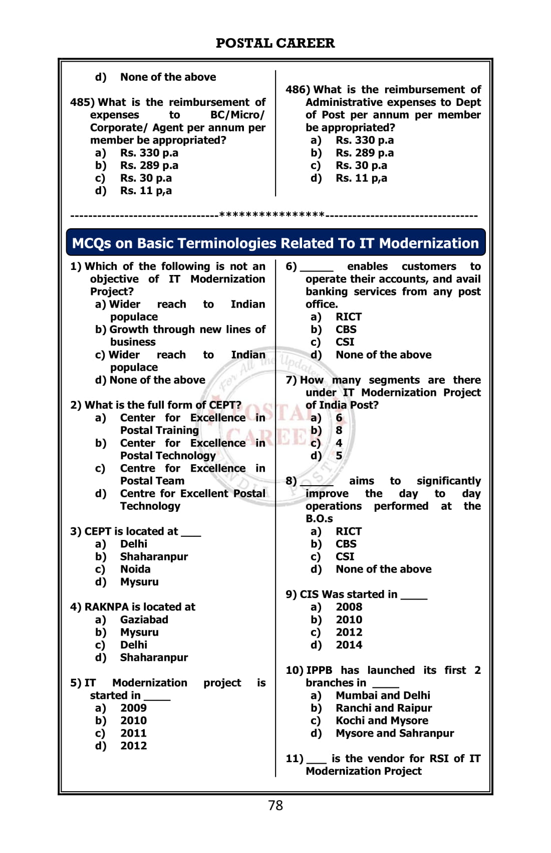 'MCQ Bank with 1700+ MCQs' useful for PaperI PA/SA. PM/MG and MTS Exams