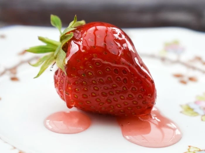 A glazed strawberry