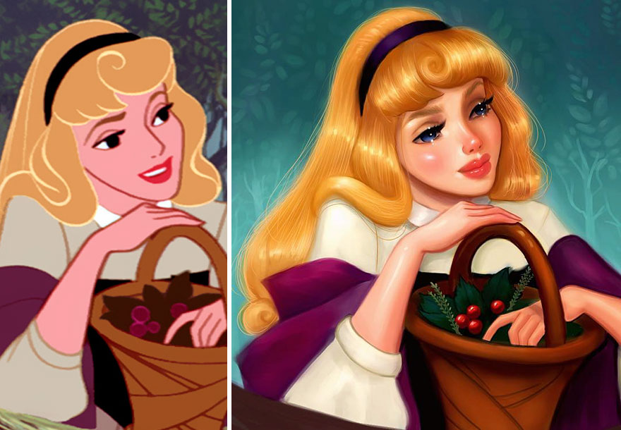 #7 Aurora, Sleeping Beauty - llustrator Repaints Disney Princesses In Her Unique Style #7 Aurora, Sleeping Beauty - llustrator Repaints Disney Princesses In Her Unique Style