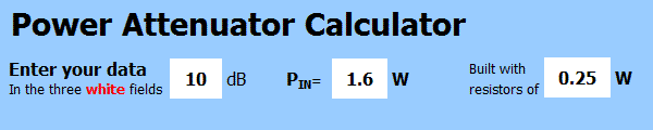 Download the PA1B Power Attenuator Calculator - English