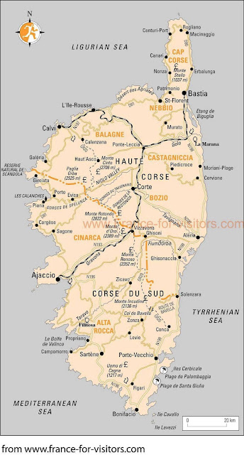 Mapa da Ilha de Córsega - França