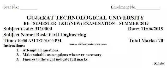 Download Gtu Exam Papers Of Bce Summer 2019 | Basic Civil Engineering Gtu Exam Papers 3110004 Pdf 2019 | 3110004 Paper Pdf Download Download Gtu Exam Papers Of Bce Summer 2019 | Basic Civil Engineering Gtu Exam Papers 3110004 Pdf 2019 | 3110004 Paper Pdf Download