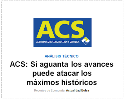  ACS, ANALISIS TECNICO Josep Codina en finanzas.com.  13 Septiembre 2019.