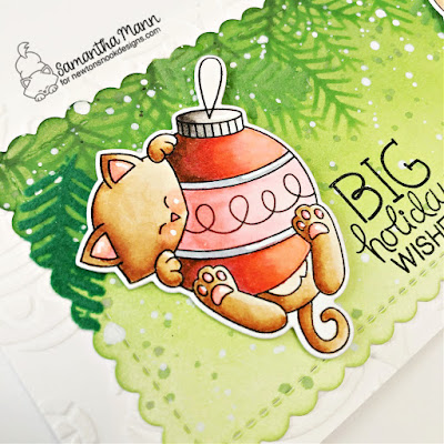 Big Holiday Wises Slimline Card by Samantha Mann for Newton's Nook Designs, Distress Inks, Ink Blending, Stencil, Christmas, Christmas Card, Slimline, Flock, Transfer Gel Duo, Ink Blending, Card Making, #newtonsnook #newtonsnookdesigns #christmas #christmascard #cardmaking #distressink #inkblending #flock #decofoil