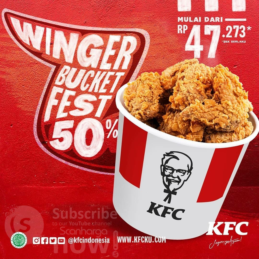 Promo KFC WINGER BUCKET FEST DISKON 50 harga mulai Rp. 47.273