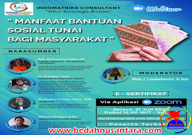 Indomatriks Consultant lakukan Diskusi Online "MANFAAT BANTUAN SOSIAL TUNAI BAGI MASYARAKAT" 1