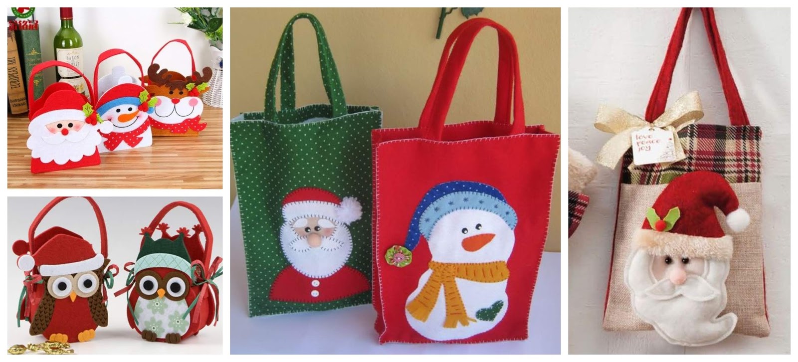 Diplomacia sábado Edredón 10 Ideas bonitas para hacer bolsas navideñas con fieltro ~ lodijoella