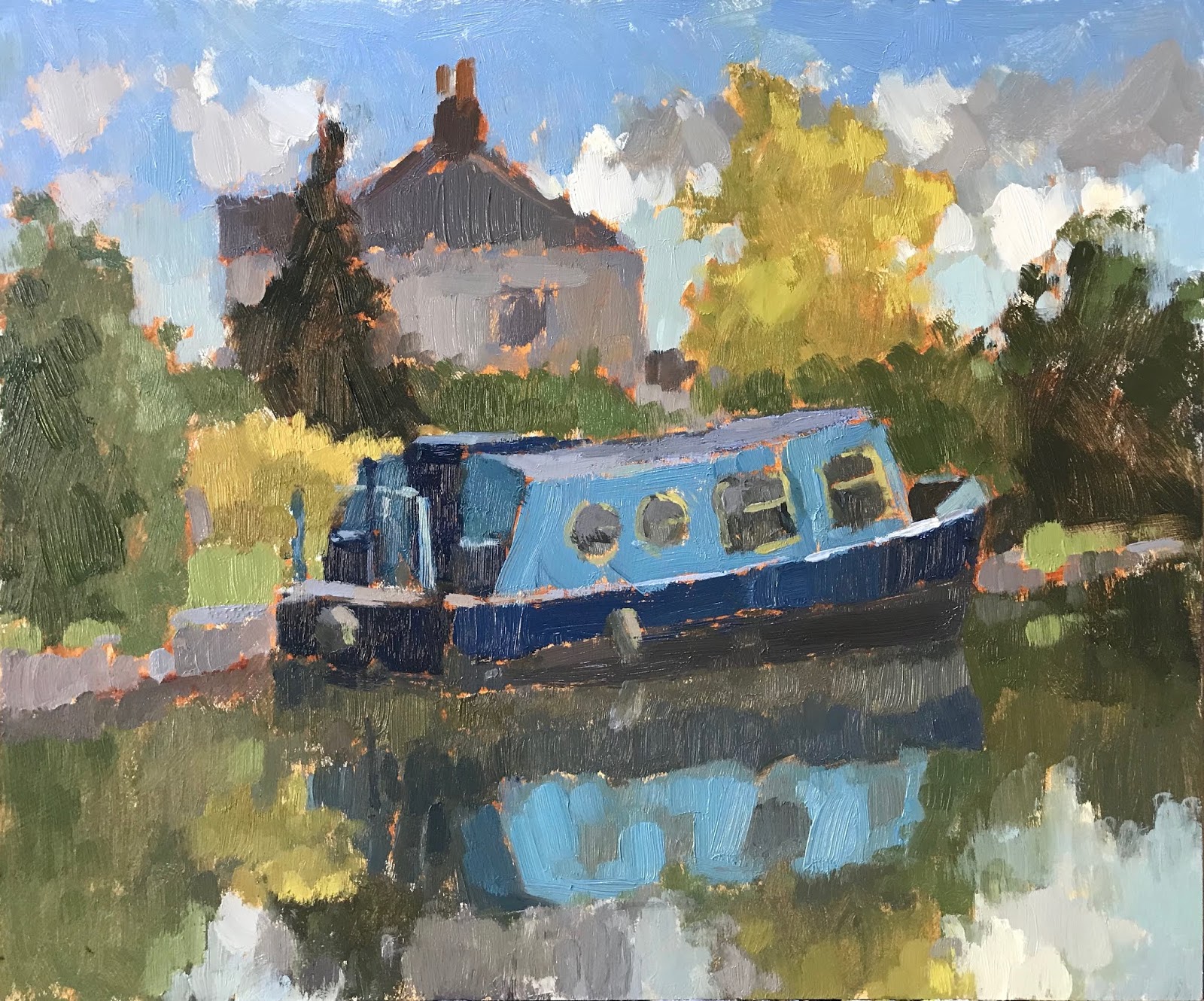 Clare Bowen Artist 466 Blue Canal Boat