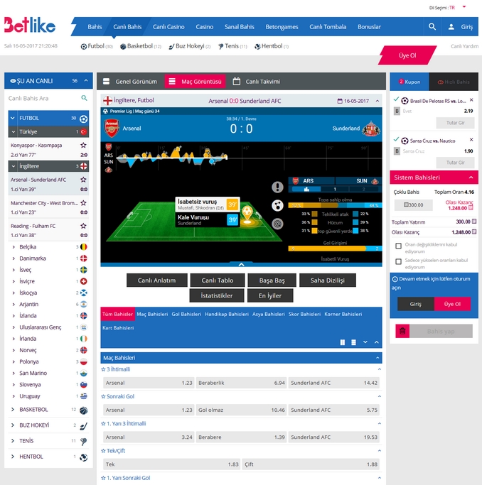 Betlike Live Betting Screen