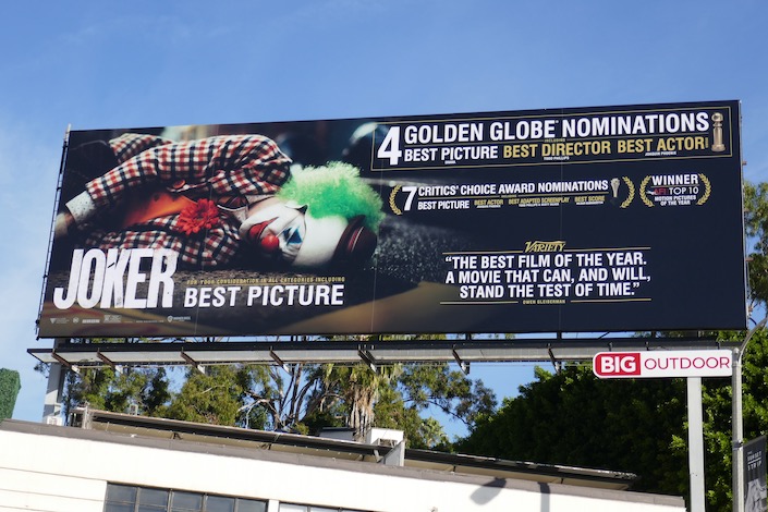 Joker 4 Golden Globe nominations billboard Sunset Strip Joker 4 Golden Globe noms billboard