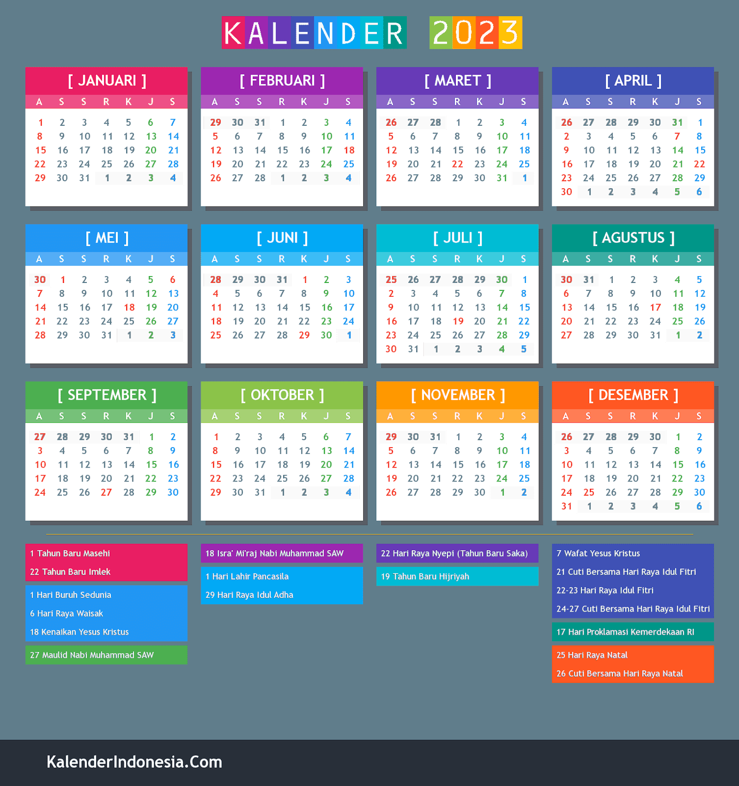 Kalender Lengkap Libur Nasional Dan Cuti Bersama Tahun Ada