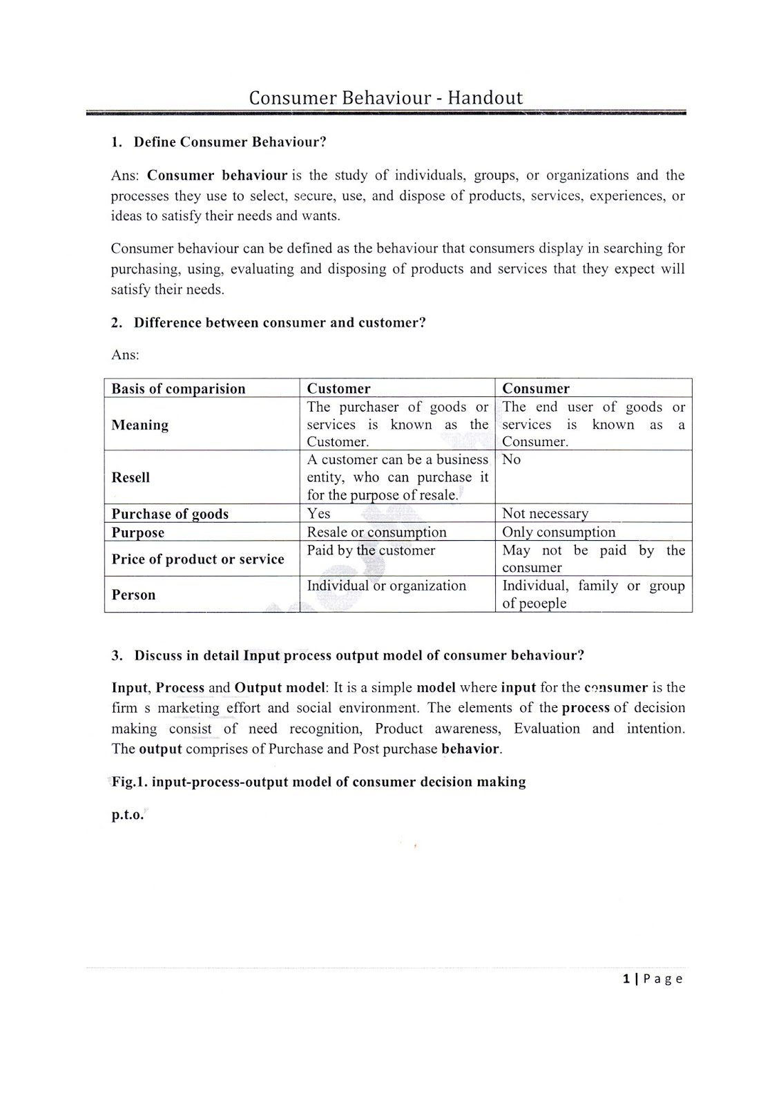 AR VTU MBA E-NOTES: MBA VTU Consumer behavior Notes/ Handouts