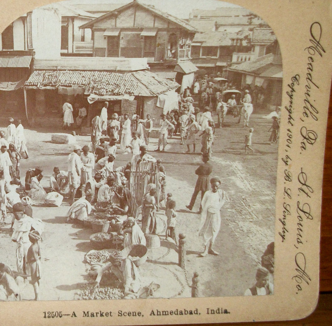 A Market Scene in Ahmedabad, Gujarat - 1901 - Old Indian Photos