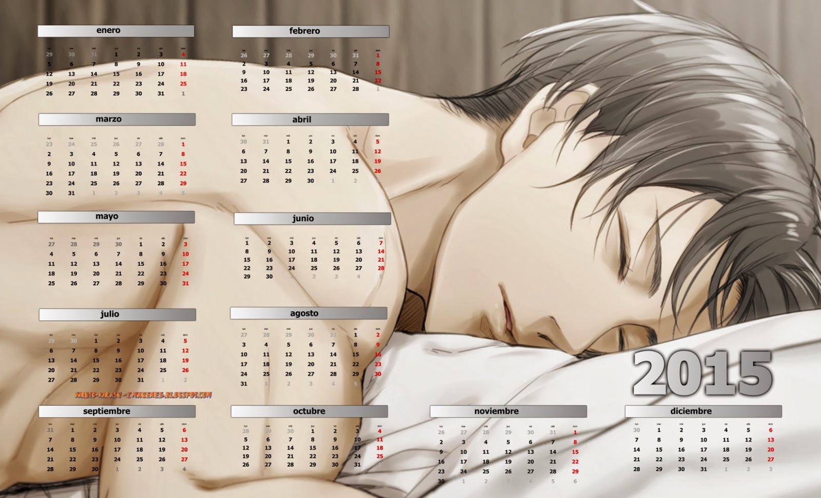 calendario shingeki no kyojin 2015