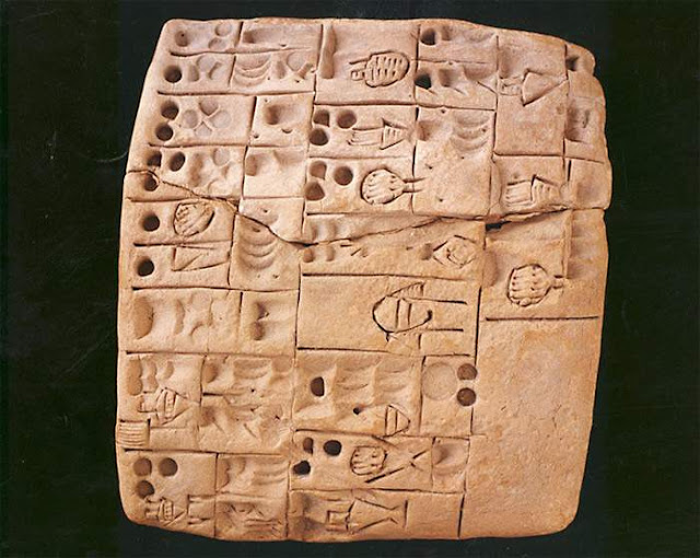 Табличка с архаической клинописью Шумера 3200-3000 г. до н.э. Хранится в Берлине. Германия