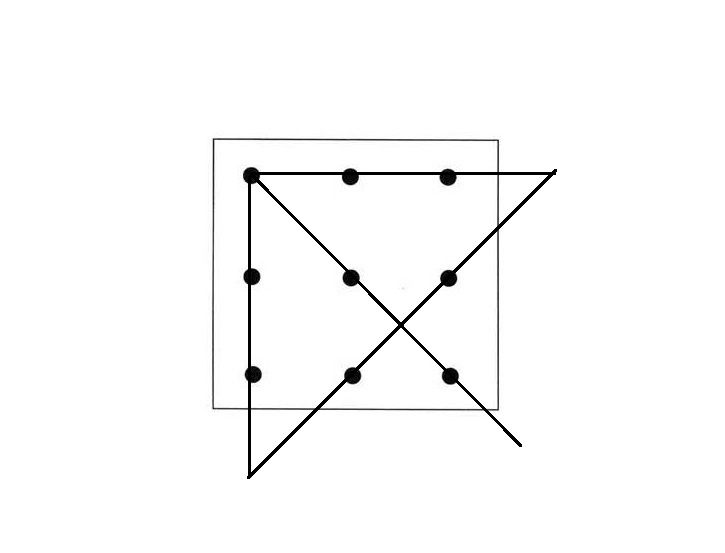 How to connect 9 Dots with 4 lines. Puzzle without Lifting Pen. Interactive triangular with a Dot CSS. Draw Puzzle without Lifting Pen.