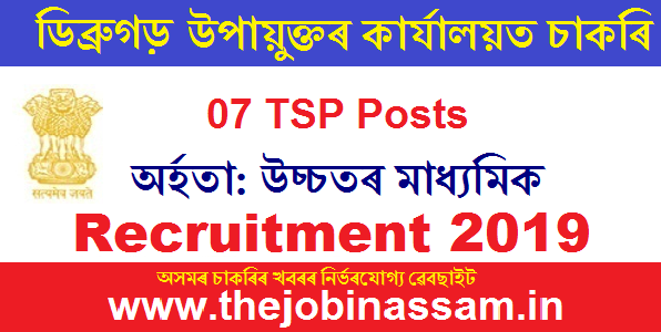 DC Office Dibrugarh Recruitment 2019: Technical Support Persons (TSP/Data Entry Operator)