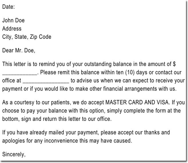 Outstanding Payment Letter Template Resume Letter