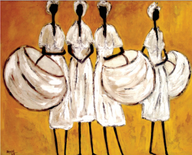 Women with baskets, 1969, painting by Danicel