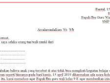 Surat Izin Tidak Masuk Sekolah Dikarenakan Ada Acara Keluarga