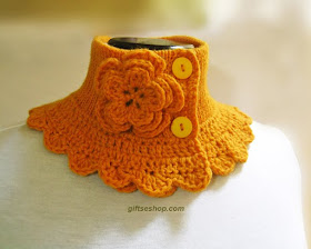 knit neck warmer,  knit cowl, yellow scarf