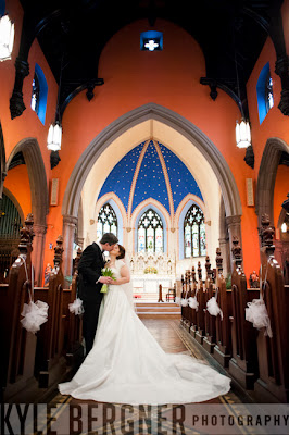 Bride and Groom in Grace and St. Peter's church in Mt. Vernon Baltimore