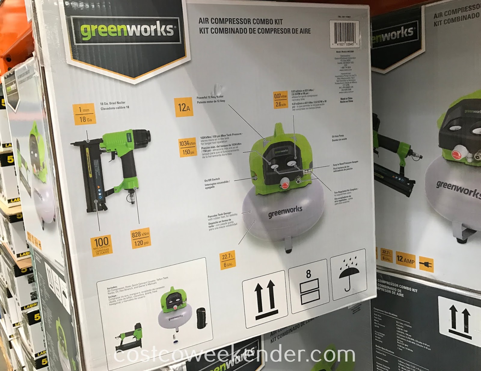 Greenworks 6 Gallon Air Compressor Combo Kit Features Both Air Compressor Andd Nailer Greenworks 6 Gallon Air Compressor Combo Kit Features Both Air Compressor Andd Nailer