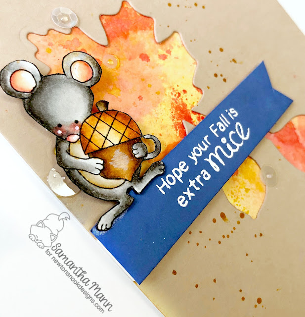 Hope Your Fall is Extra Mice Card by Samantha Mann, Newton's Nook Designs, watercolor, Autumn, cards, card making, leaves #newtonsnook #autumn #cards #watercolor #watercolorleaves