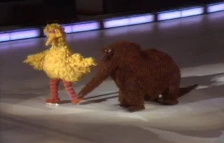 Big Bird wants to teach Snuffy how to ice skate. Sesame Street Best of Friends