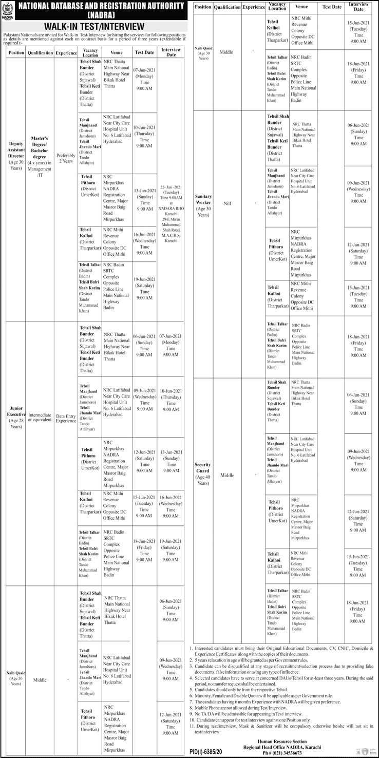 Nadra Jobs 2021