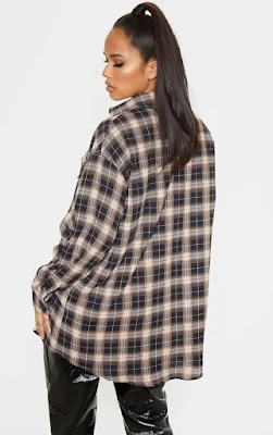 Chocolate Checked oversized Shirt back side