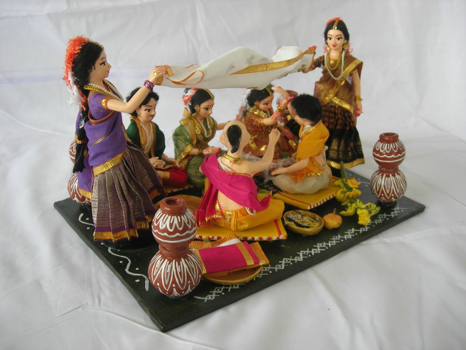 Papier Mache Dolls of India, Clad in Beautiful Costumes, For Navaratri
