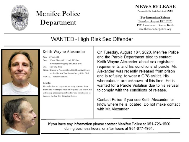 Parole Violator Captured Awaits Extradition Menifee 24 7