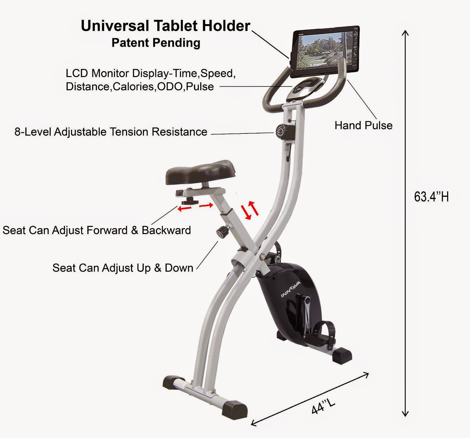 Exercise Bike Zone Innova Fitness XB350 Folding Upright Exercise Bike