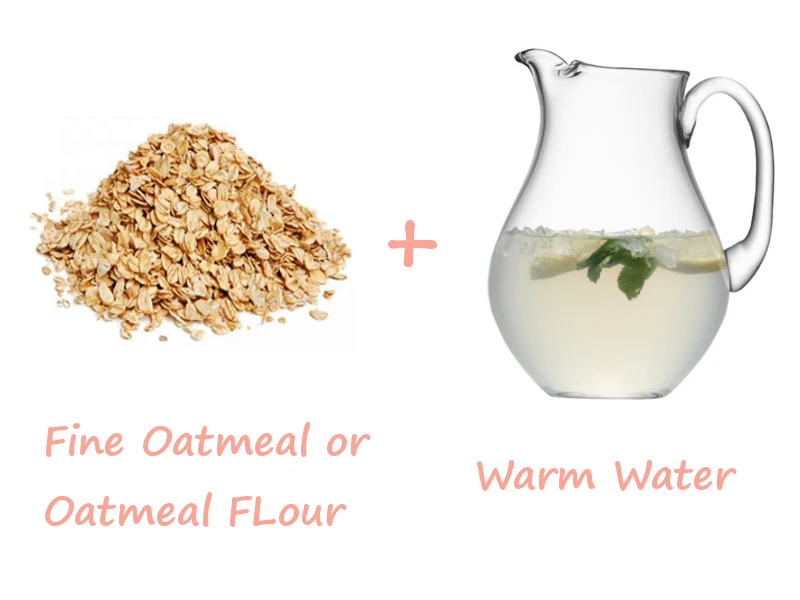 collage that explains a recipe for natural, homemade skin care mask with oatmeal