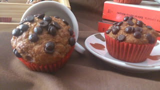 Muffins integrales de calabaza y canela con nueces y gotas de chocolate otoño receta con horno desayuno merienda postre Cuca 