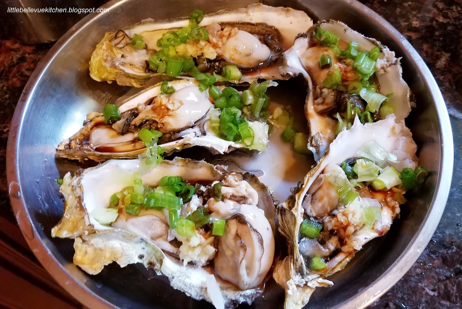 Little Bellevue Kitchen Steamed Oysters with Ginger and Scallions