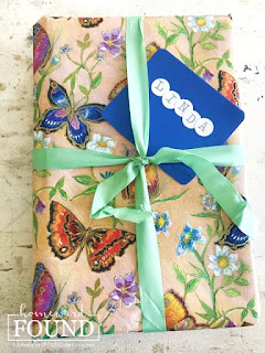 flowers, butterflies, painted flowers, painting, art, artful gifts, gifts, wrapping paper, spring, pretty packages