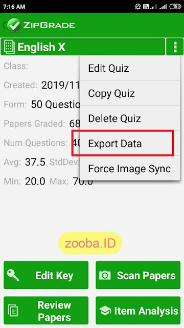 Cara Export Hasil Jawaban Scan LJK ZipGrade PDF atau CSV
