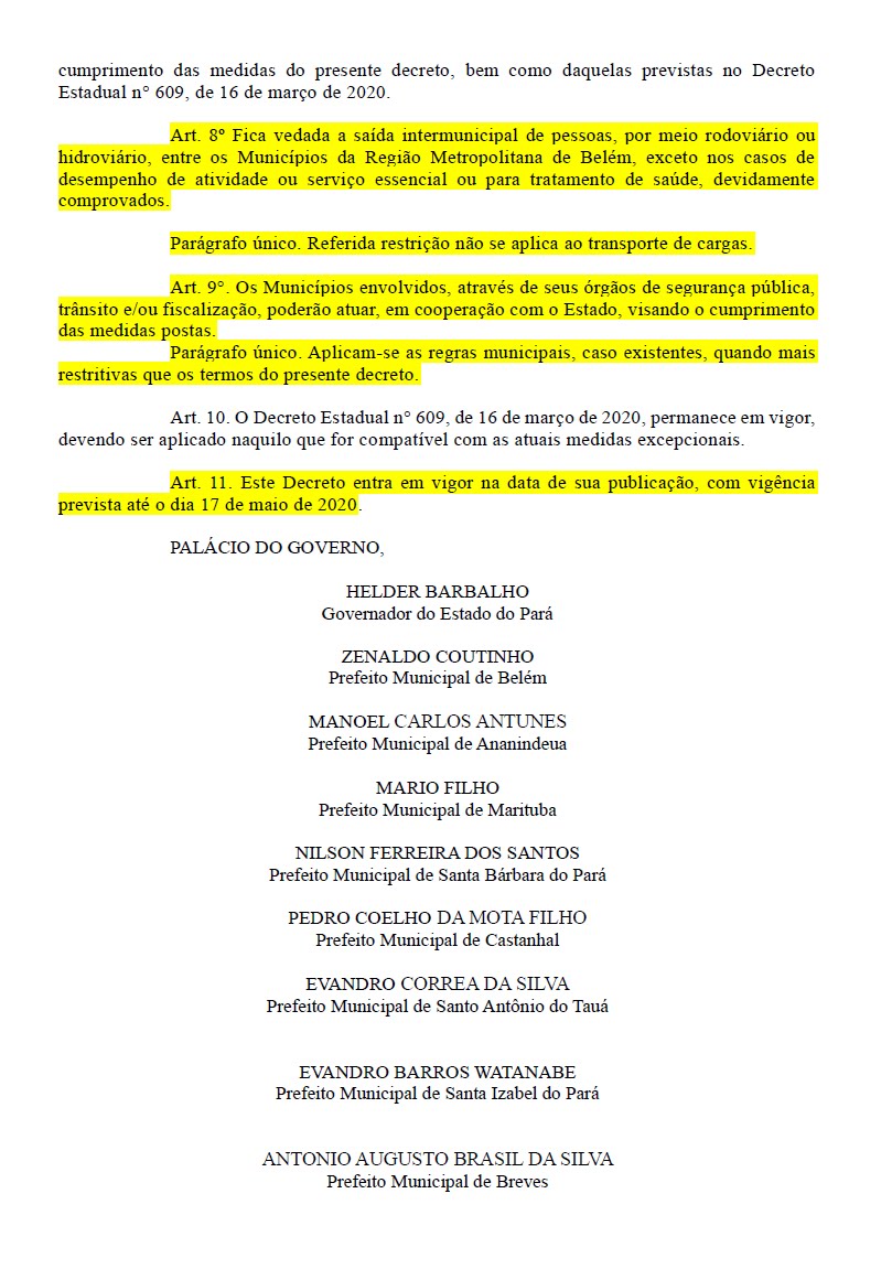 o governador assinou hoje o decreto