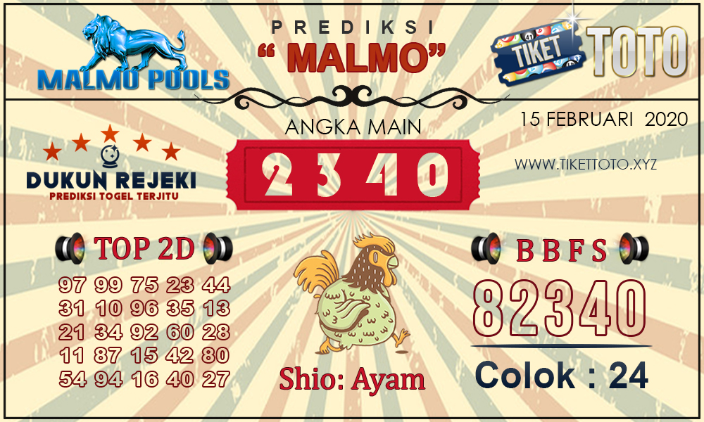 Prediksi Togel MALMO TIKETTOTO 15 FEBRUARI 2020