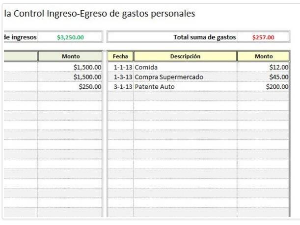 Hoja De Excel Para Control De Gastos Personales Federal Resume