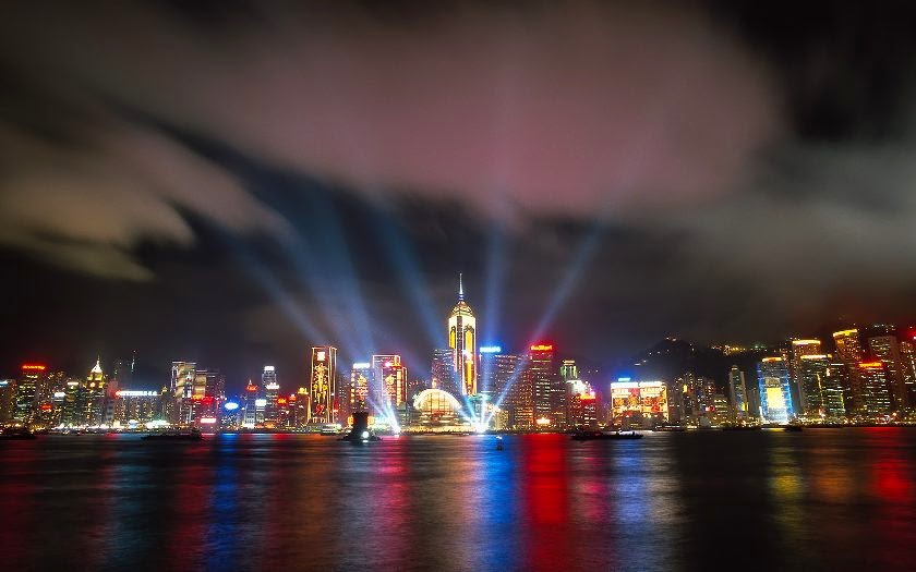32張世界三大夜景－香港夜景(Hong Kong Night)寬屏高解析桌布下載！
