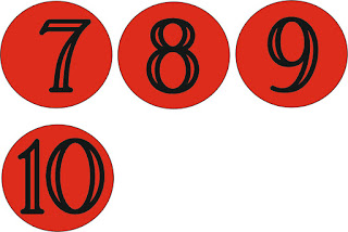 numeros del 1 al 10 en circulos rojos, circulos con los números del 1 al 10