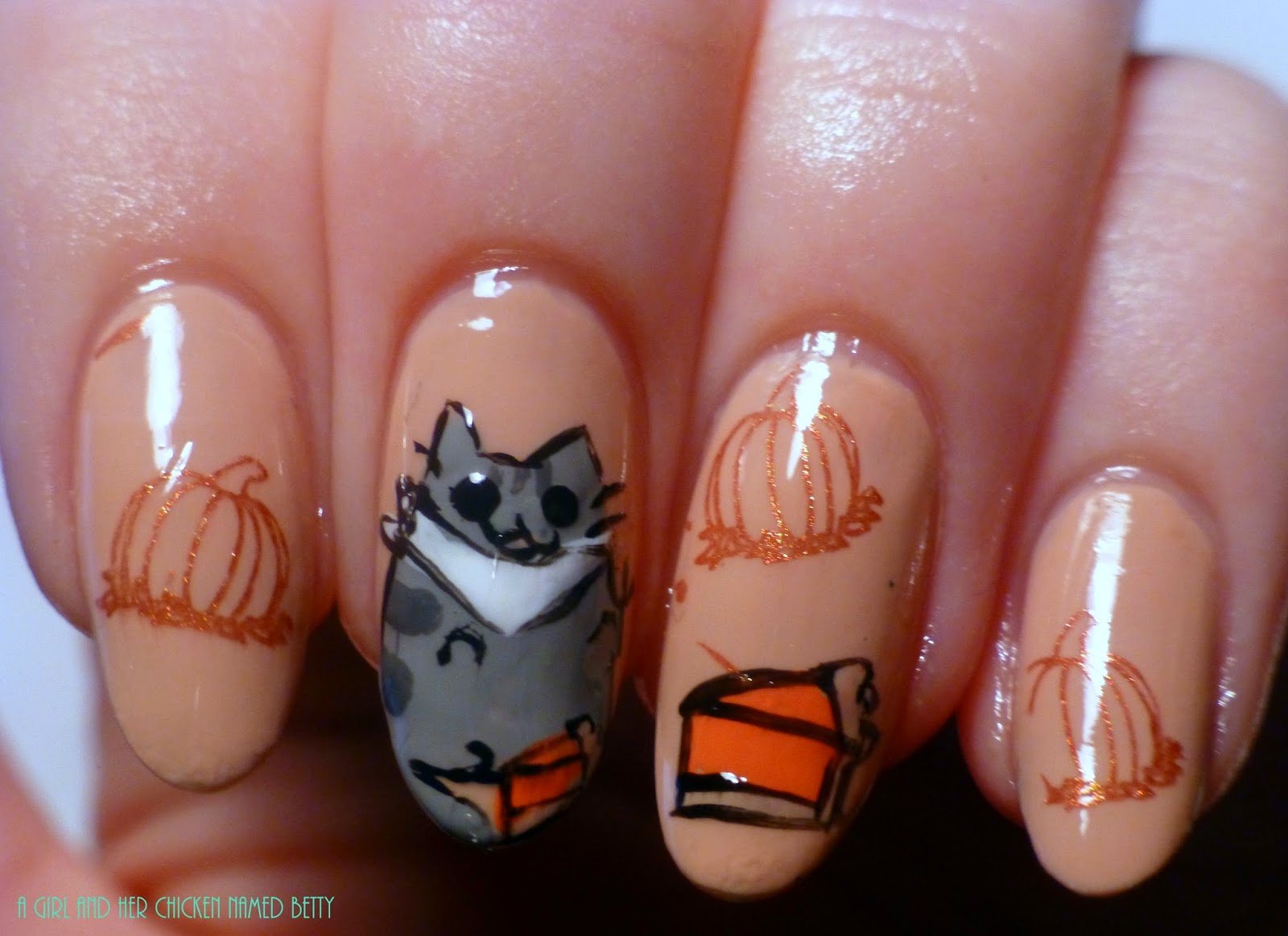 Pusheen Eating Pie Nail Art Tutorial GirlChickBetty