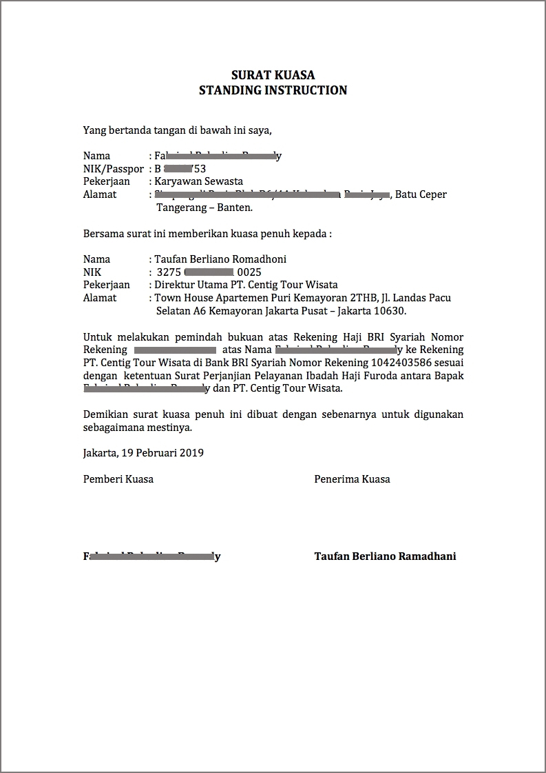 Standing Instruction Tabungan Haji Khusus Centig Tour Di Bank